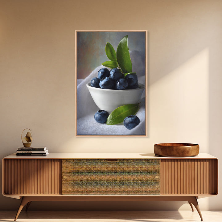 Blueberries in a White Bowl Canvas Print, Kitchen Art, Kitchen Wall Art, Kitchen Decor, Fine Art, Kitchen, Dining Room Wall Art, KIT-2x3-99