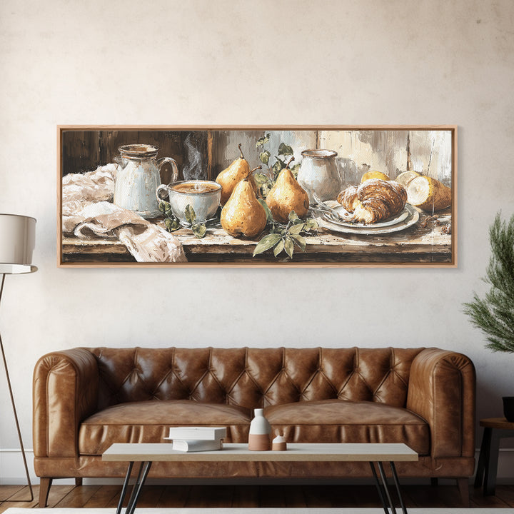 Farmhouse Pears on a Wooden Board Framed Canvas Print, Kitchen Art, Digital Print, Kitchen Decor, Kitchen, Kitchen Print, KIT-3x1-1