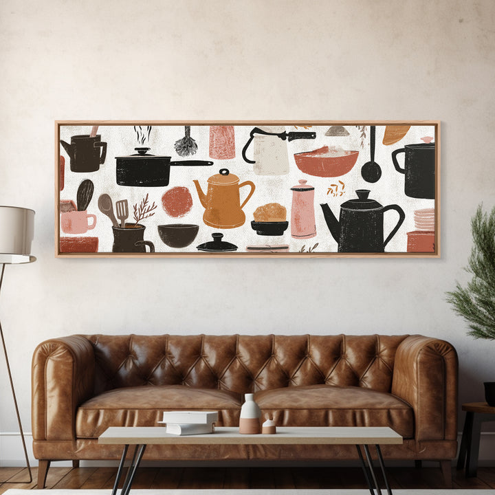 Kitchen Utensil Silhouettes Canvas Print, Kitchen Art, Art Deco, Kitchen Decor, Fine Art, Kitchen, Poster Art, Trendy Wall Art, KIT-3x1-13