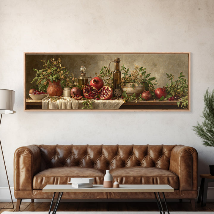 Figs Pomegranates and Linen Composition Canvas Print, Kitchen Art, Kitchen Art Print, Kitchen Decor, Abstract Art, Kitchen, KIT-3x1-14