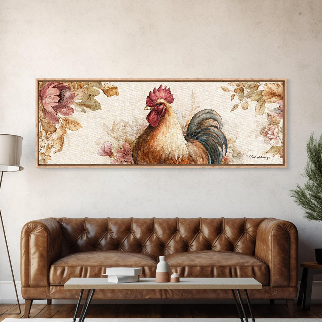 Rooster Portrait for Country Kitchen Charm Framed Canvas Print, Kitchen Art, Kitchen Art Print, Kitchen Decor, Kitchen, KIT-3x1-32