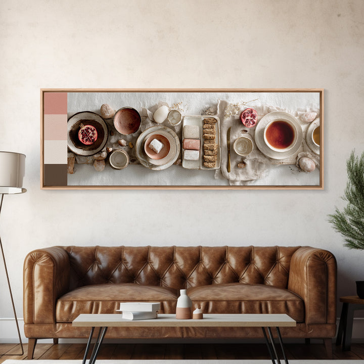 Figs Pomegranates and Linen Composition Canvas Print, Kitchen Art, Digital Art, Kitchen Decor, Kitchen, Minimalist Wall Art, KIT-3x1-38