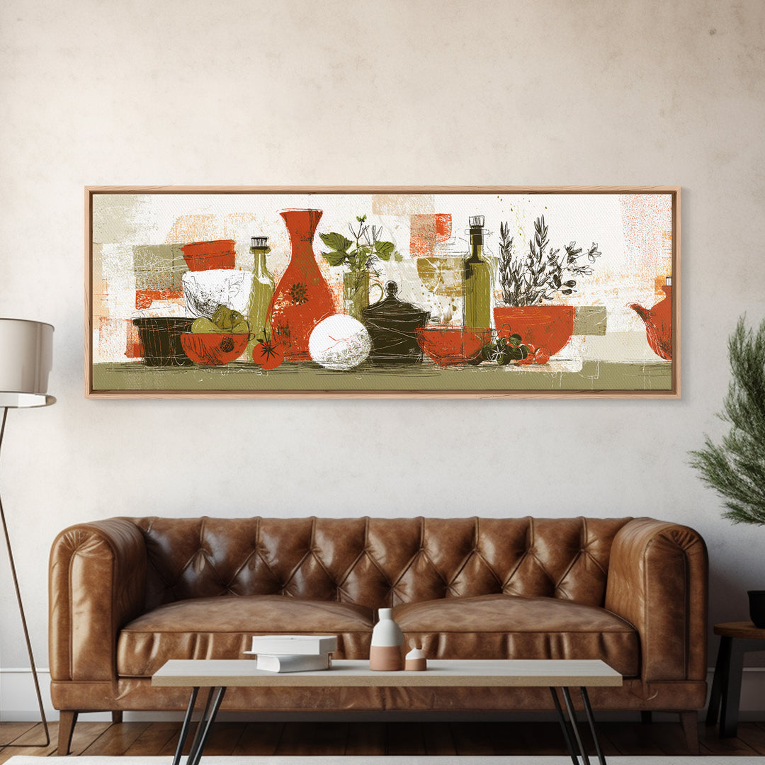 Kitchen Utensil Silhouettes Canvas Print, Kitchen Art, Kitchen Prints, Kitchen Decor, Abstract Art, Kitchen, Statement Artwork, KIT-3x1-61