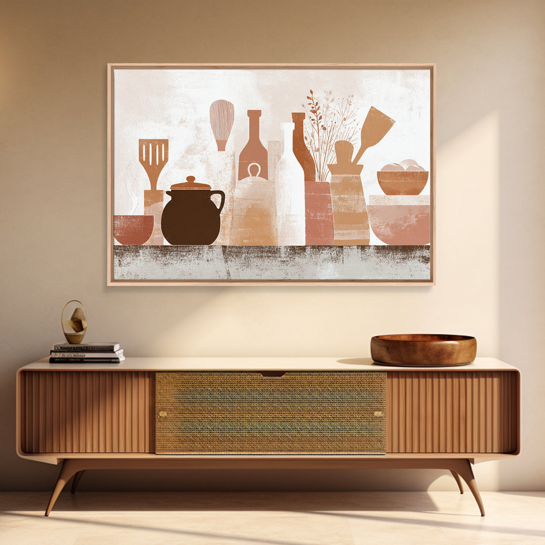 Kitchen Utensil Silhouettes Canvas Print, Kitchen Art, Kitchen Wall Art, Kitchen Decor, Abstract Art, Kitchen, KIT-3x2-1