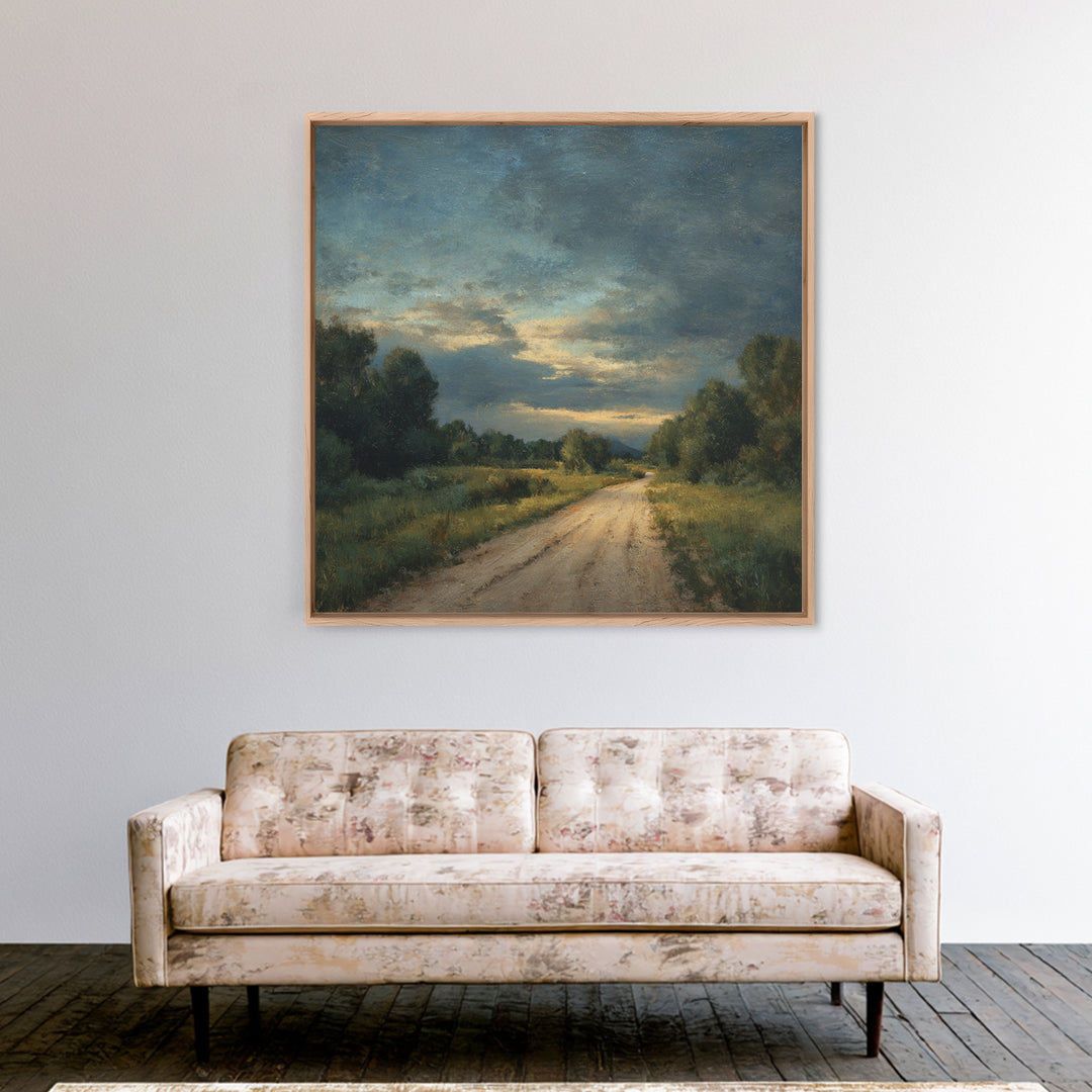 Old Country Road Canvas Print, Landscape Art, Art Prints, Living Room Decor, Horizon, Abstract Wall Art, Boho Wall Art, LAN-1x1-20