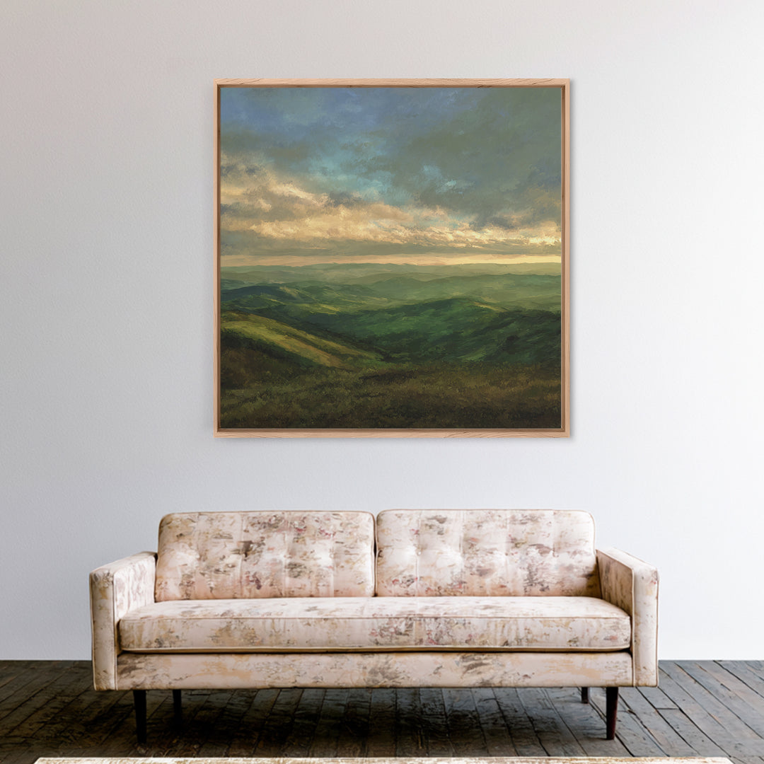 Rolling Green Hills Canvas Print, Landscape Art, Floral Wall Art, Living Room Decor, Fine Art, Horizon, Minimalist Decor, LAN-1x1-30