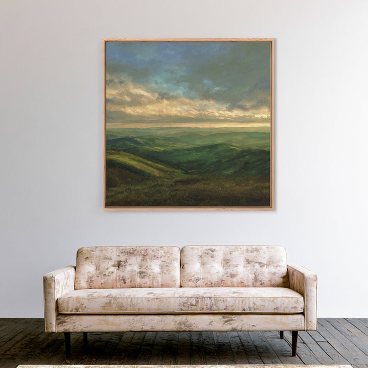Rolling Green Hills Canvas Print, Landscape Art, Floral Wall Art, Living Room Decor, Fine Art, Horizon, Minimalist Decor, LAN-1x1-30