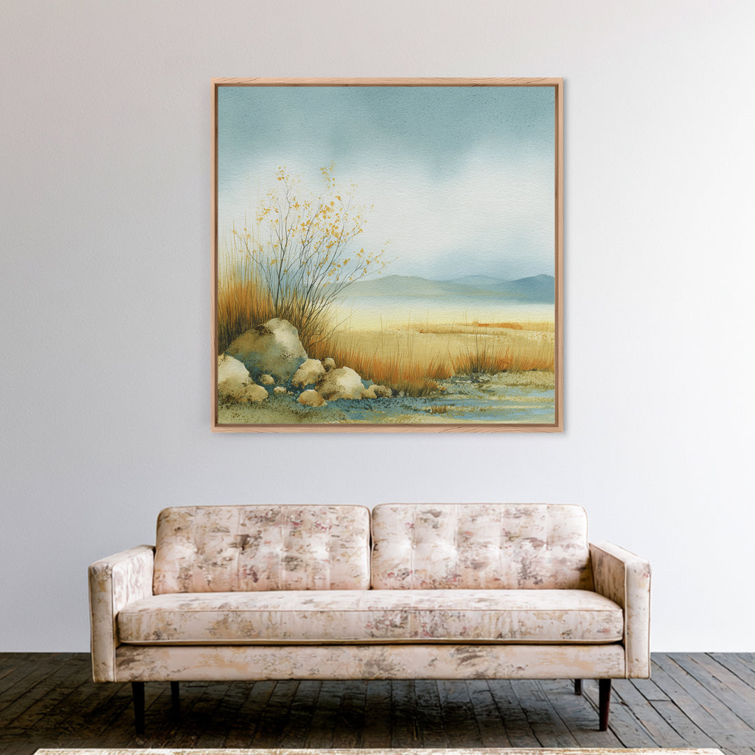 Desert Dunes under Pale Moon Canvas Print, Landscape Art, Boho Wall Art, Living Room Decor, Fine Art, Horizon, Neutral Decor, LAN-1x1-35