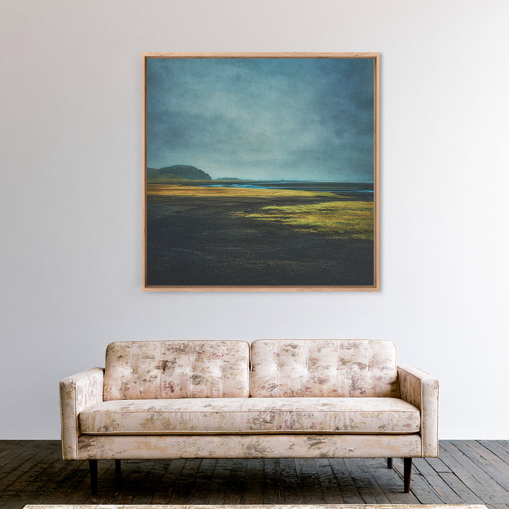 Volcanic Black Beach Framed Canvas Print, Landscape Art, Gallery Decor, Living Room Decor, Fine Art, Horizon, Wall Art, LAN-1x1-38