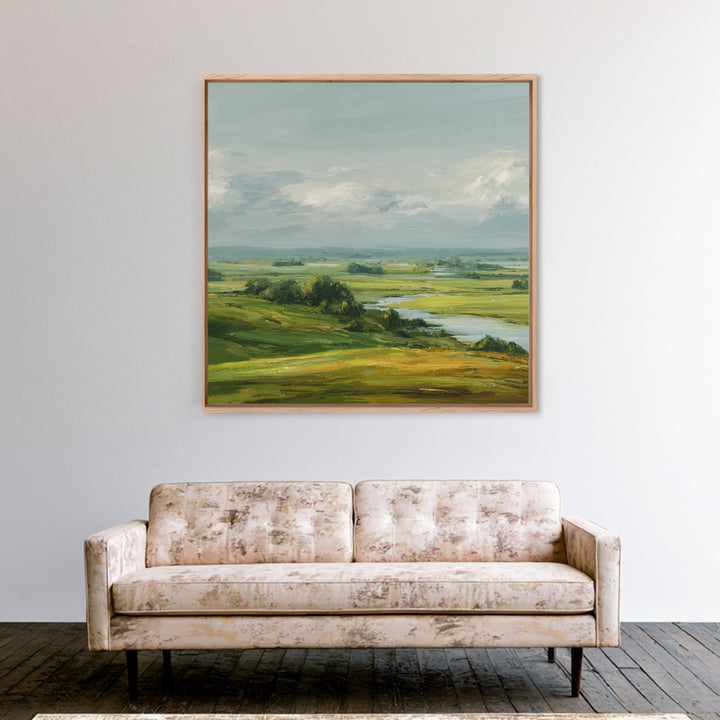 Rolling Green Hills Canvas Print, Landscape Art, Floral Wall Art, Living Room Decor, Fine Art, Horizon, Minimalist Decor, LAN-1x1-54