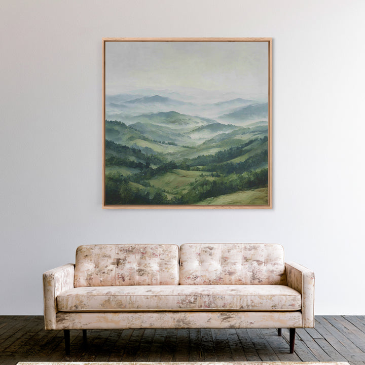 Rolling Green Hills Framed Canvas Print, Landscape Art, Wall Art Print, Living Room Decor, Fine Art, Horizon, Boho Decor, LAN-1x1-6