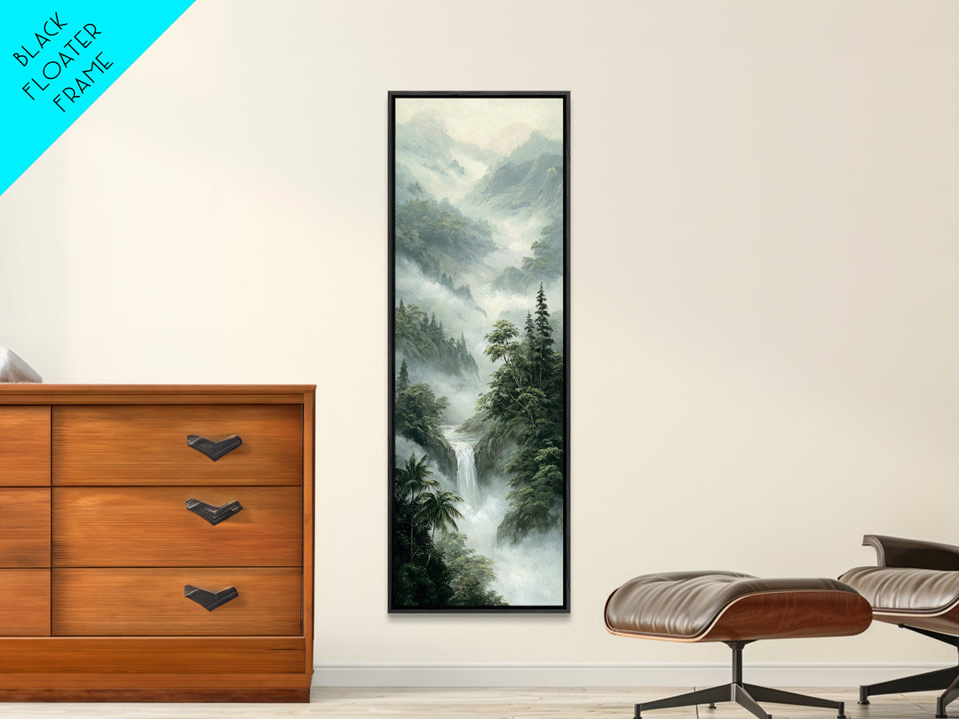 Tropical Jungle Waterfall Canvas Print, Landscape Art, Digital Prints, Living Room Decor, Fine Art, Horizon, Farmhouse Decor, LAN-1x3-28