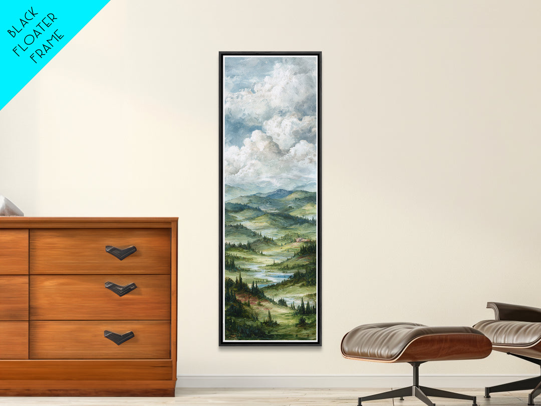 Rolling Green Hills Canvas Print, Landscape Art, Neutral Decor, Living Room Decor, Oil Painting, Horizon, Home Decor, LAN-1x3-42
