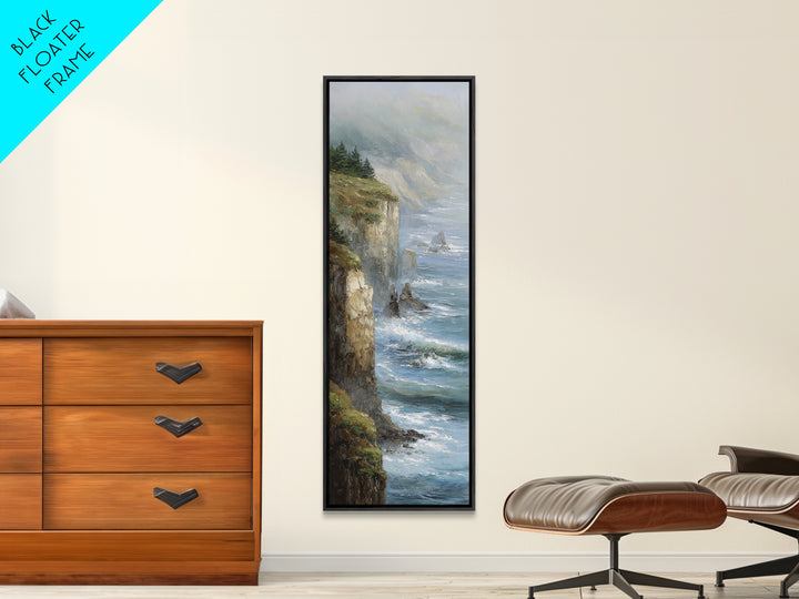 Coastal Cliffs with Crashing Waves Canvas Print, Landscape Art, Printable Wall Art, Living Room Decor, Oil Painting, Horizon, LAN-1x3-44