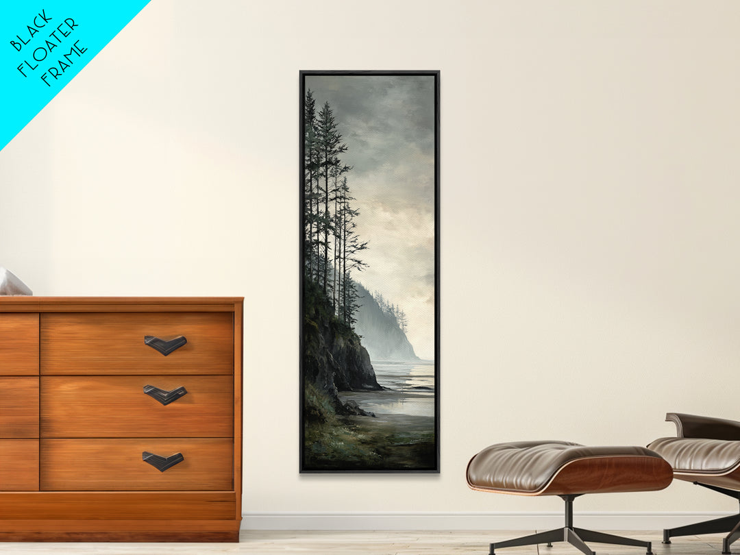Volcanic Black Beach Framed Canvas Print, Landscape Art, Fine Art Print, Living Room Decor, Fine Art, Horizon, Digital Prints, LAN-1x3-50
