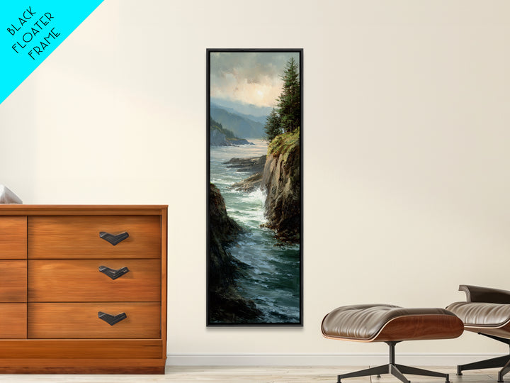 Coastal Cliffs with Crashing Waves Canvas Print, Landscape Art, Boho Wall Art, Living Room Decor, Horizon, Neutral Decor, LAN-1x3-68