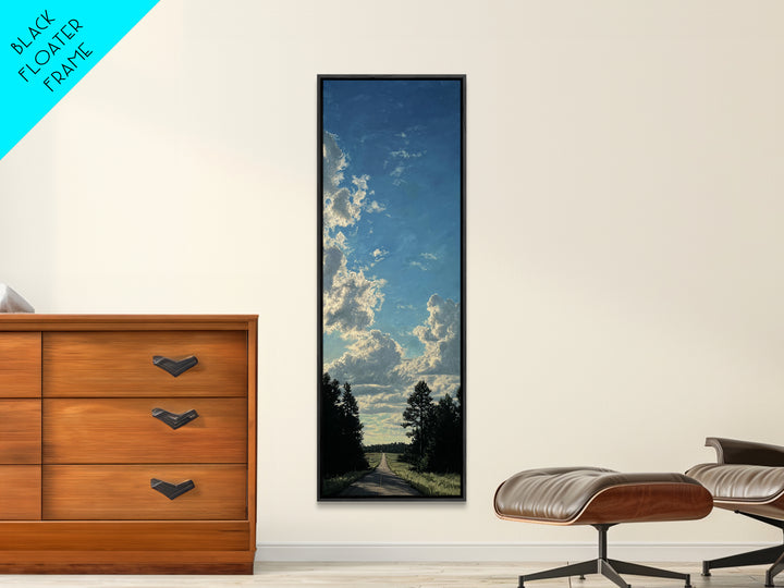 Old Country Road Framed Canvas Print, Landscape Art, Contemporary Art, Living Room Decor, Fine Art, Horizon, Original Art, LAN-1x3-8