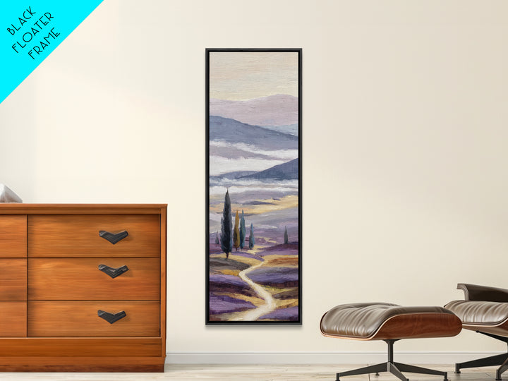 Lavender Field Leading to Distant Hills Canvas Print, Landscape Art, Room Decor, Living Room Decor, Fine Art, Horizon, LAN-1x3-94