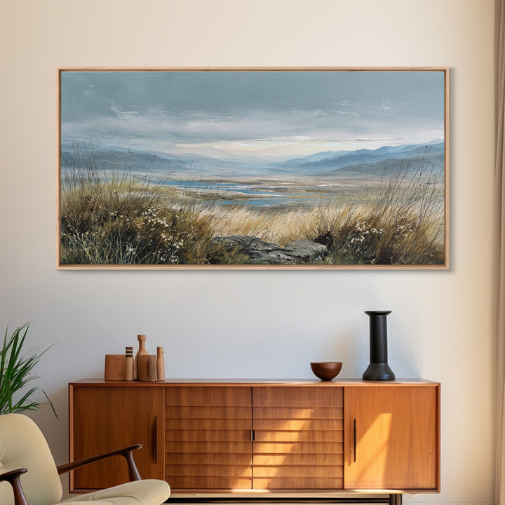 Rocky Scottish Highland Framed Canvas Print, Landscape Art, Art Prints, Living Room Decor, Fine Art, Horizon, Abstract Wall Art, LAN-2x1-13