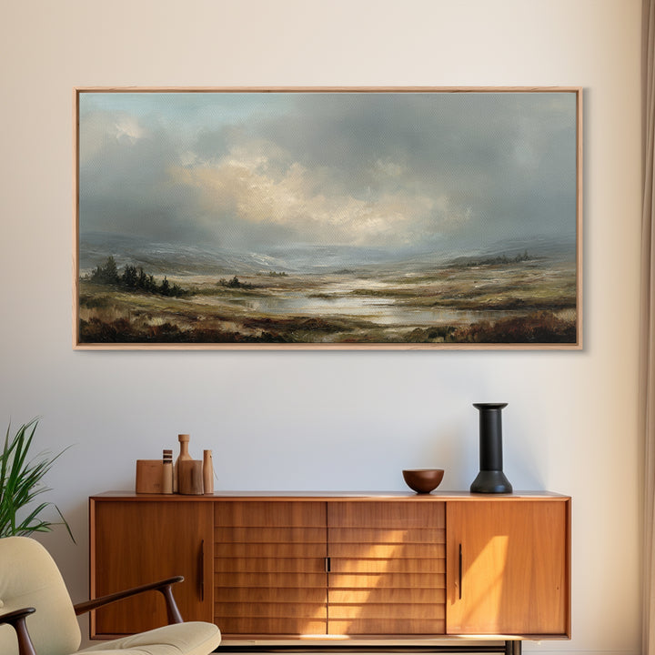 Rocky Scottish Highland Framed Canvas Print, Landscape Art, Art Prints, Living Room Decor, Fine Art, Horizon, Abstract Wall Art, LAN-2x1-37