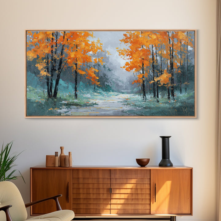 Autumn Forest Path Canvas Print, Landscape Art, Digital Print, Living Room Decor, Fine Art, Horizon, Living Room Wall Art, LAN-2x1-77