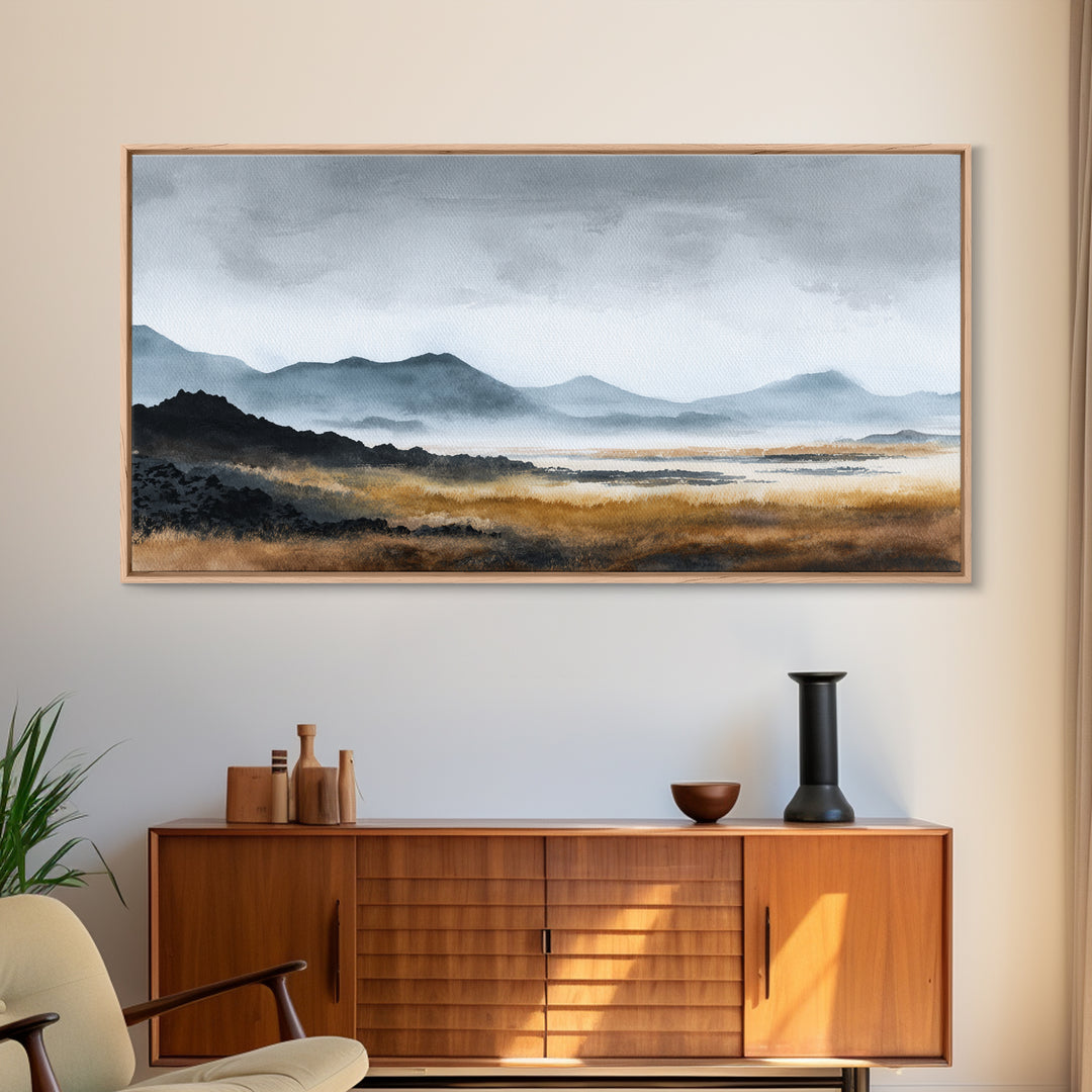 Volcanic Black Beach Canvas Print, Landscape Art, Art Prints, Living Room Decor, Fine Art, Horizon, Abstract Wall Art, LAN-2x1-82