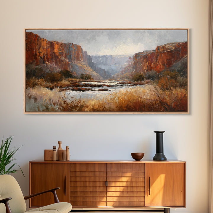 Red Canyon Walls Framed Canvas Print, Landscape Art, Boho Wall Art, Living Room Decor, Fine Art, Horizon, Neutral Decor, LAN-2x1-97