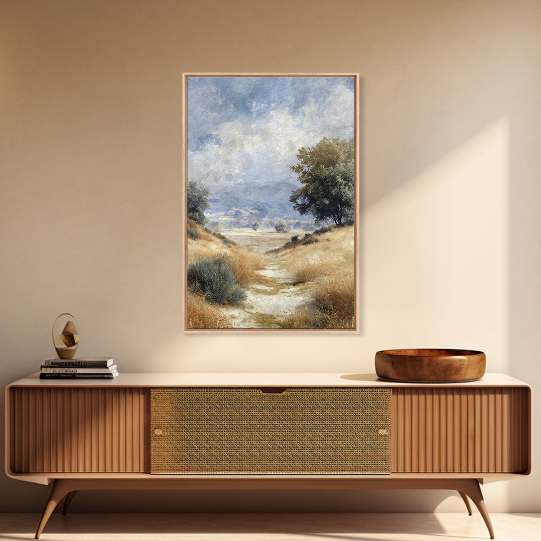 Old Country Road Framed Canvas Print, Landscape Art, Contemporary Art, Living Room Decor, Fine Art, Horizon, Original Art, LAN-2x3-4