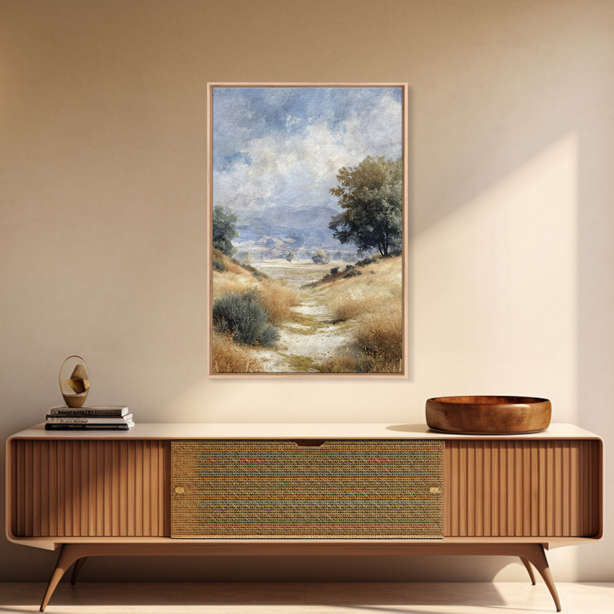 Old Country Road Framed Canvas Print, Landscape Art, Contemporary Art, Living Room Decor, Fine Art, Horizon, Original Art, LAN-2x3-4