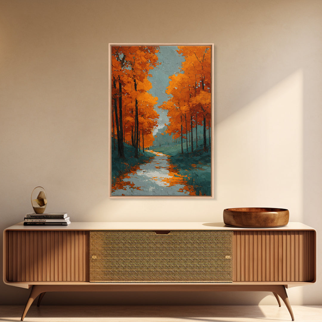 Autumn Forest Path Canvas Print, Landscape Art, Living Room Decor, Oil Painting, Horizon, Modern Art, Gallery Decor, LAN-2x3-65