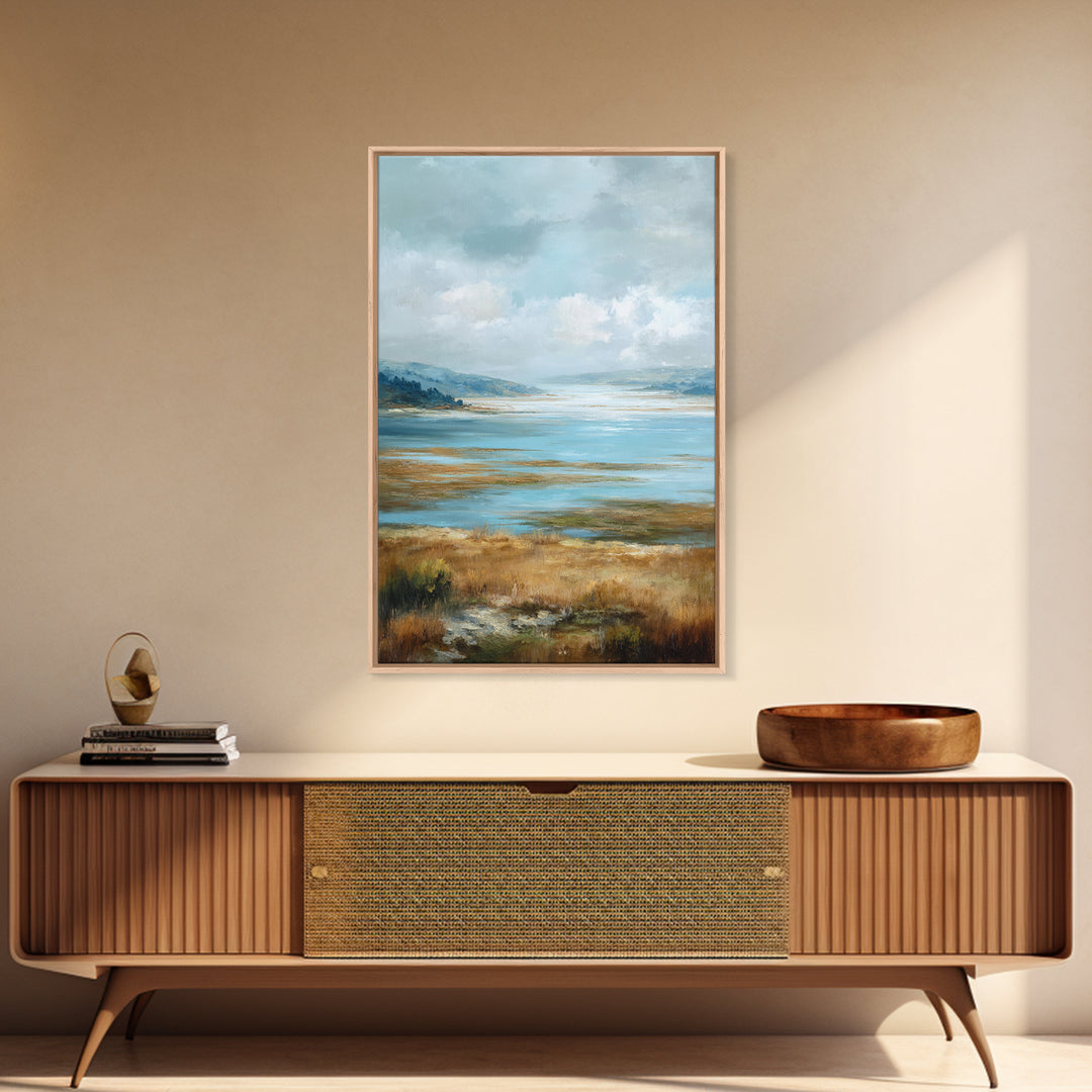 Fjord Landscape with Icy Blue Water Canvas Print, Landscape Art, Floral Wall Art, Living Room Decor, Fine Art, Horizon, LAN-2x3-95