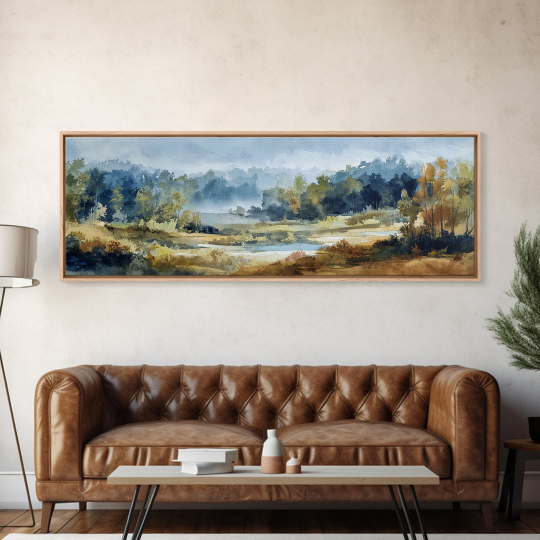 Waterfall Hidden in Dense Forest Canvas Print, Landscape Art, Wall Art Print, Living Room Decor, Fine Art, Horizon, Boho Decor, LAN-3x1-4
