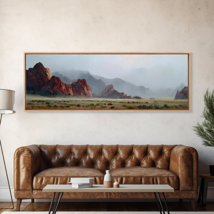 Red Canyon Walls Framed Canvas Print, Landscape Art, Gallery Decor, Living Room Decor, Fine Art, Horizon, Wall Art, Home Decor, LAN-3x1-69