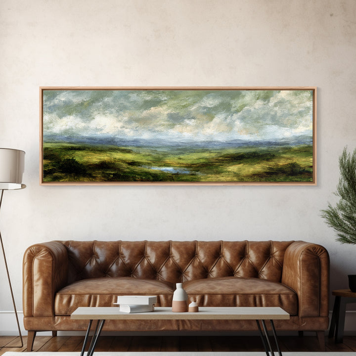 Rolling Green Hills Canvas Print, Landscape Art, Wall Art, Living Room Decor, Fine Art, Horizon, Framed Wall Art, Abstract Art, LAN-3x1-70