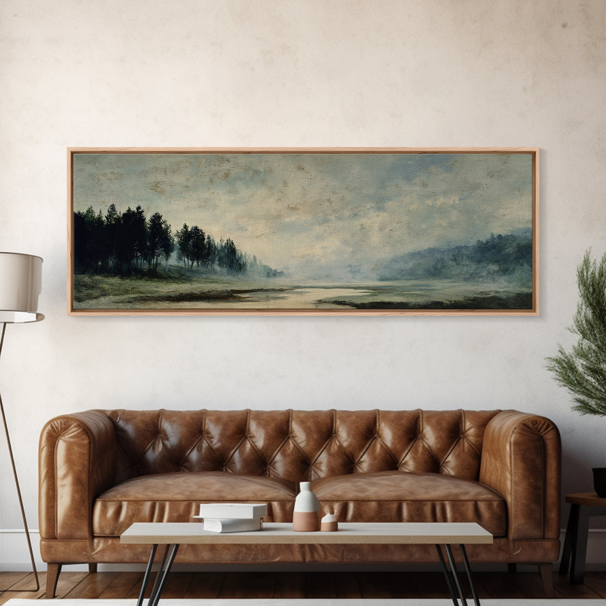 Old Country Road Framed Canvas Print, Landscape Art, Art Prints, Living Room Decor, Fine Art, Horizon, Abstract Wall Art, LAN-3x1-84
