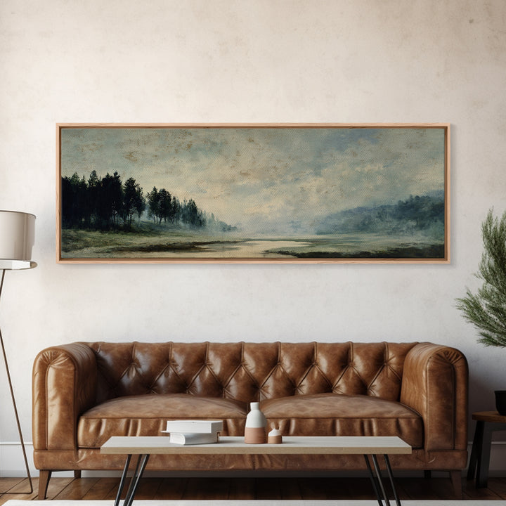 Old Country Road Framed Canvas Print, Landscape Art, Art Prints, Living Room Decor, Fine Art, Horizon, Abstract Wall Art, LAN-3x1-84