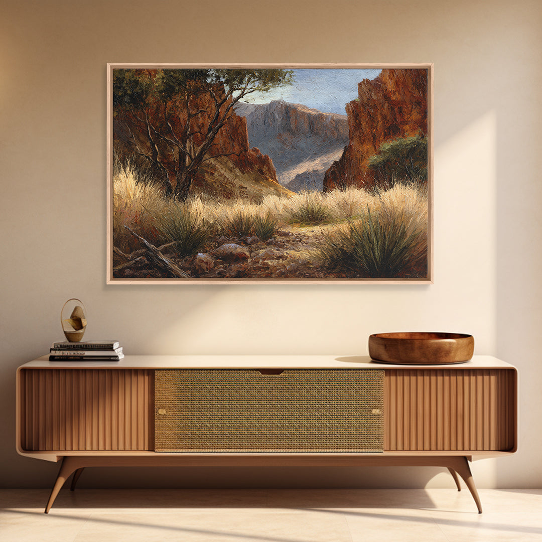 Red Canyon Walls Framed Canvas Print, Landscape Art, Fine Art Print, Living Room Decor, Fine Art, Horizon, Digital Prints, LAN-3x2-81