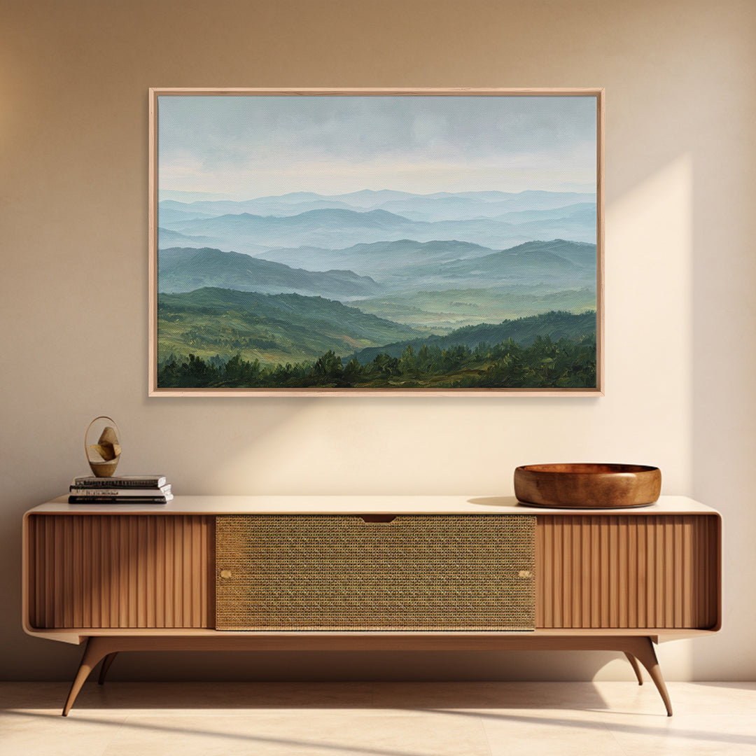 Rolling Green Hills Framed Canvas Print, Landscape Art, Floral Wall Art, Living Room Decor, Fine Art, Horizon, Minimalist Decor, LAN-3x2-82