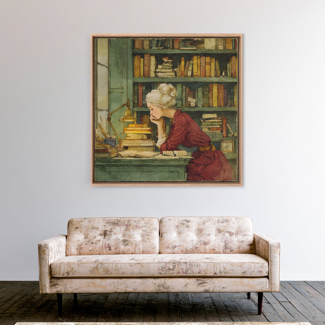 Classical Scholar Portrait Canvas Print, Library Art, Halloween Wall Decor, Library Decor, Oil Painting, Archive, LIB-1x1-10