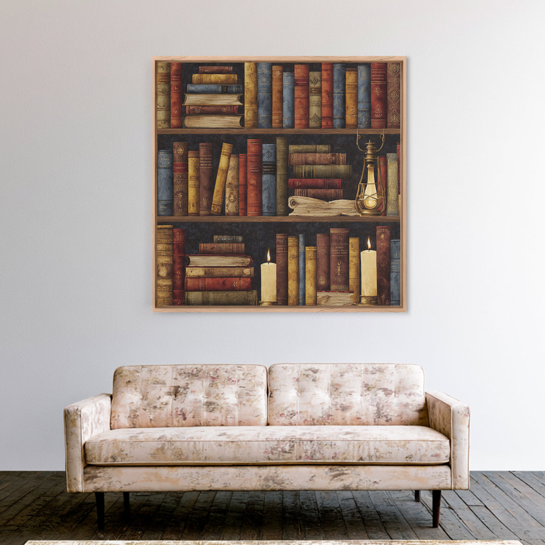 Library Shelf Pattern Canvas Print, Library Art, Gallery Decor, Library Decor, Fine Art, Archive, Wall Art, Home Decor, LIB-1x1-59