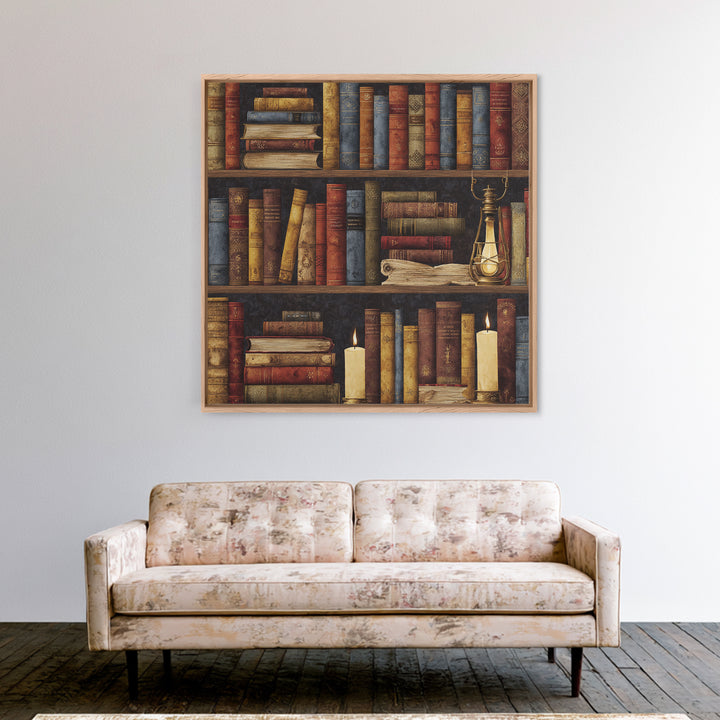 Library Shelf Pattern Canvas Print, Library Art, Gallery Decor, Library Decor, Fine Art, Archive, Wall Art, Home Decor, LIB-1x1-59