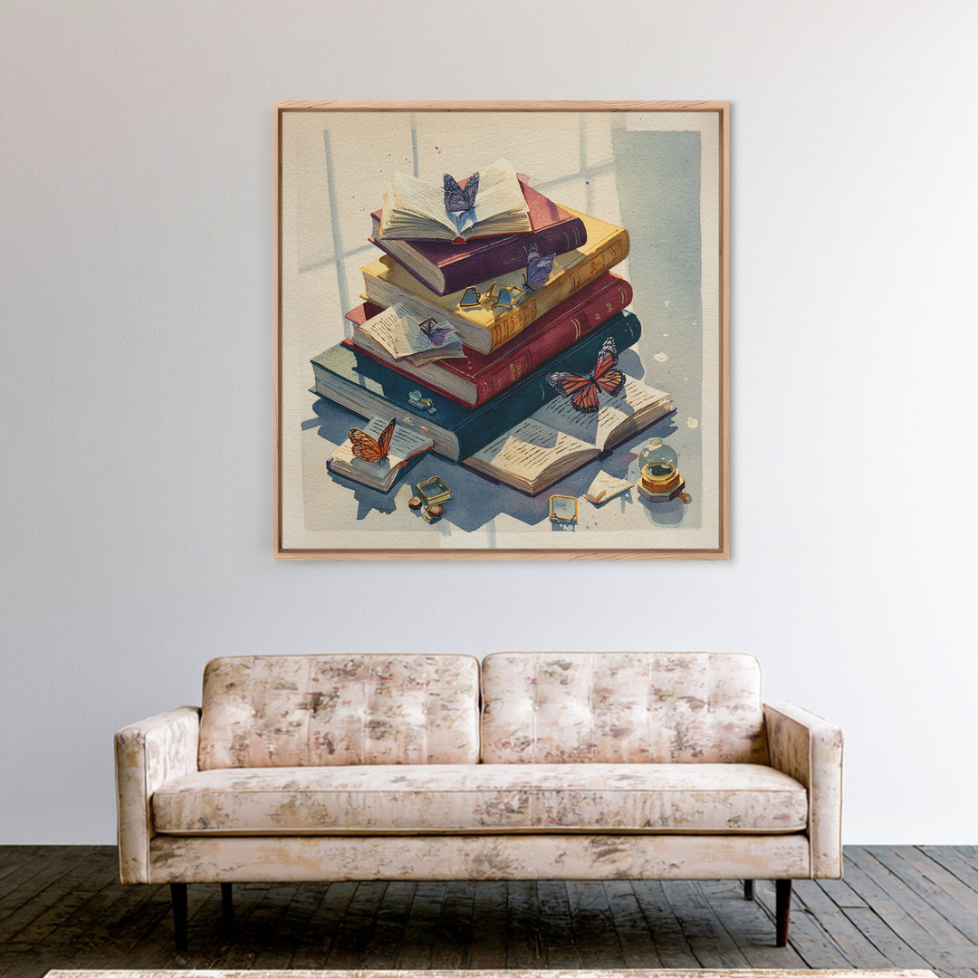 Book Pages Transforming into Butterflies Canvas Print, Library Art, Room Decor, Library Decor, Fine Art, Archive, Printable Art, LIB-1x1-91