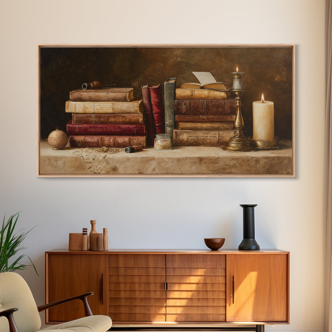 Renaissance Reading Figure Framed Canvas Print, Library Art, Printable Art, Library Decor, Fine Art, Archive, Bookish Decor, LIB-2x1-43