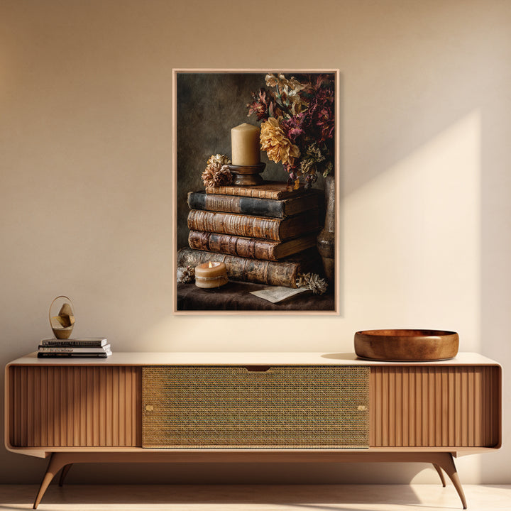 Old Books Stacked Canvas Print, Library Art, Book Art, Library Decor, Fine Art, Archive, Fine Art Print, Statement Artwork, LIB-2x3-57
