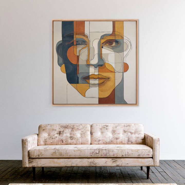 Continuous Line Female Face Framed Canvas Print, Line Art, Textured Painting, Living Room Decor, Fine Art, Line, Canvas Art, LIN-1x1-1