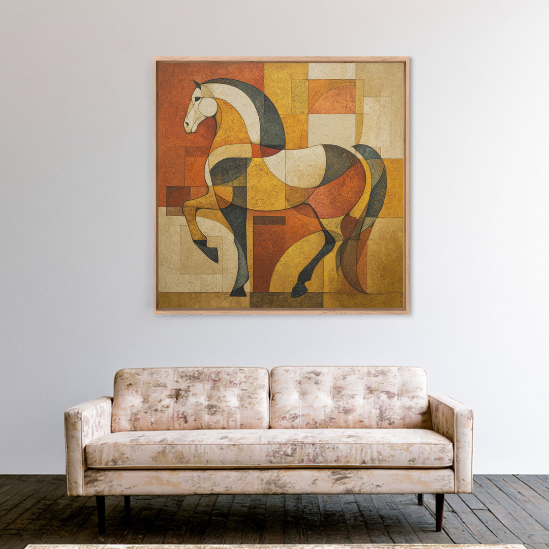 Abstract Horse Formed from Graceful Contour Framed Canvas Print, Line Art, Aesthetic Prints, Living Room Decor, Abstract Art, LIN-1x1-100