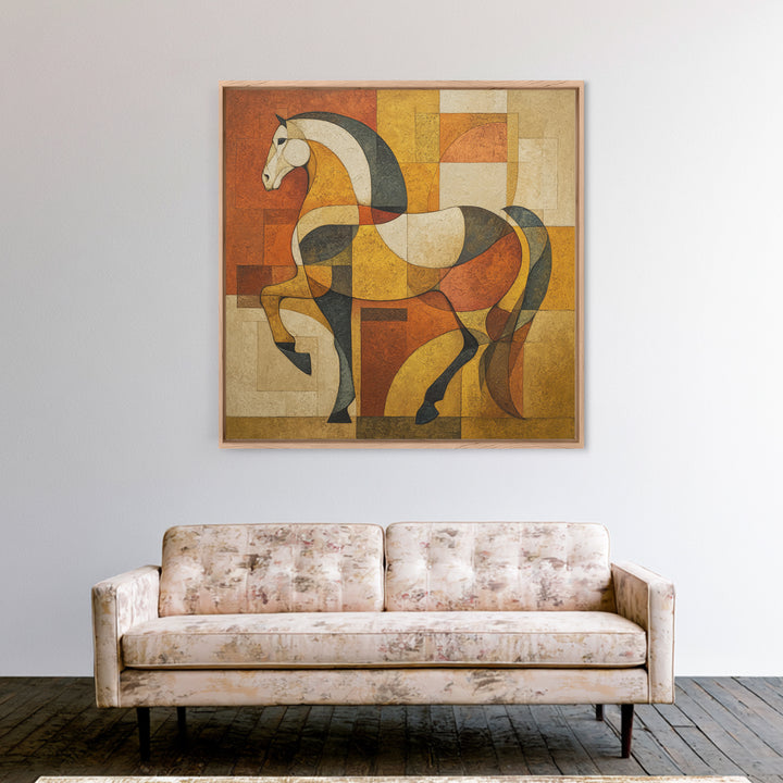 Abstract Horse Formed from Graceful Contour Framed Canvas Print, Line Art, Aesthetic Prints, Living Room Decor, Abstract Art, LIN-1x1-100