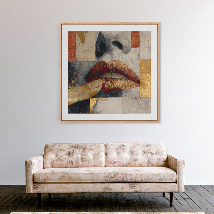 Abstract Lips and Hand Fashion Sketch Canvas Print, Line Art, Living Room Art, Living Room Decor, Abstract Art, Line, LIN-1x1-18