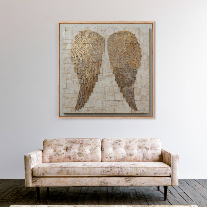 Minimal Angel Wing Contour Framed Canvas Print, Line Art, Room Decor, Living Room Decor, Fine Art, Line, Digital Wall Art, LIN-1x1-21