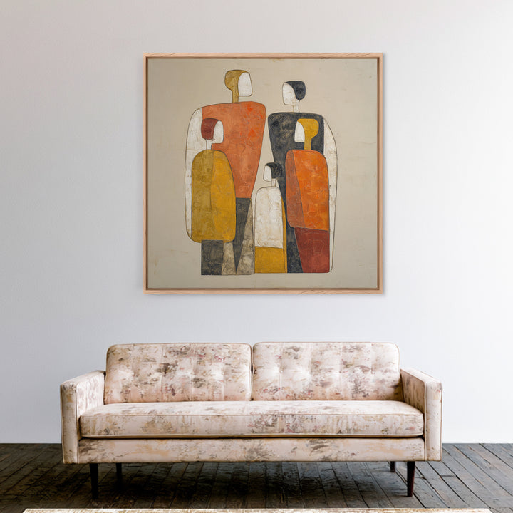 Abstract Family Figures Framed Canvas Print, Line Art, Portrait from Photo, Living Room Decor, Fine Art, Line, Luxury Decor, LIN-1x1-24